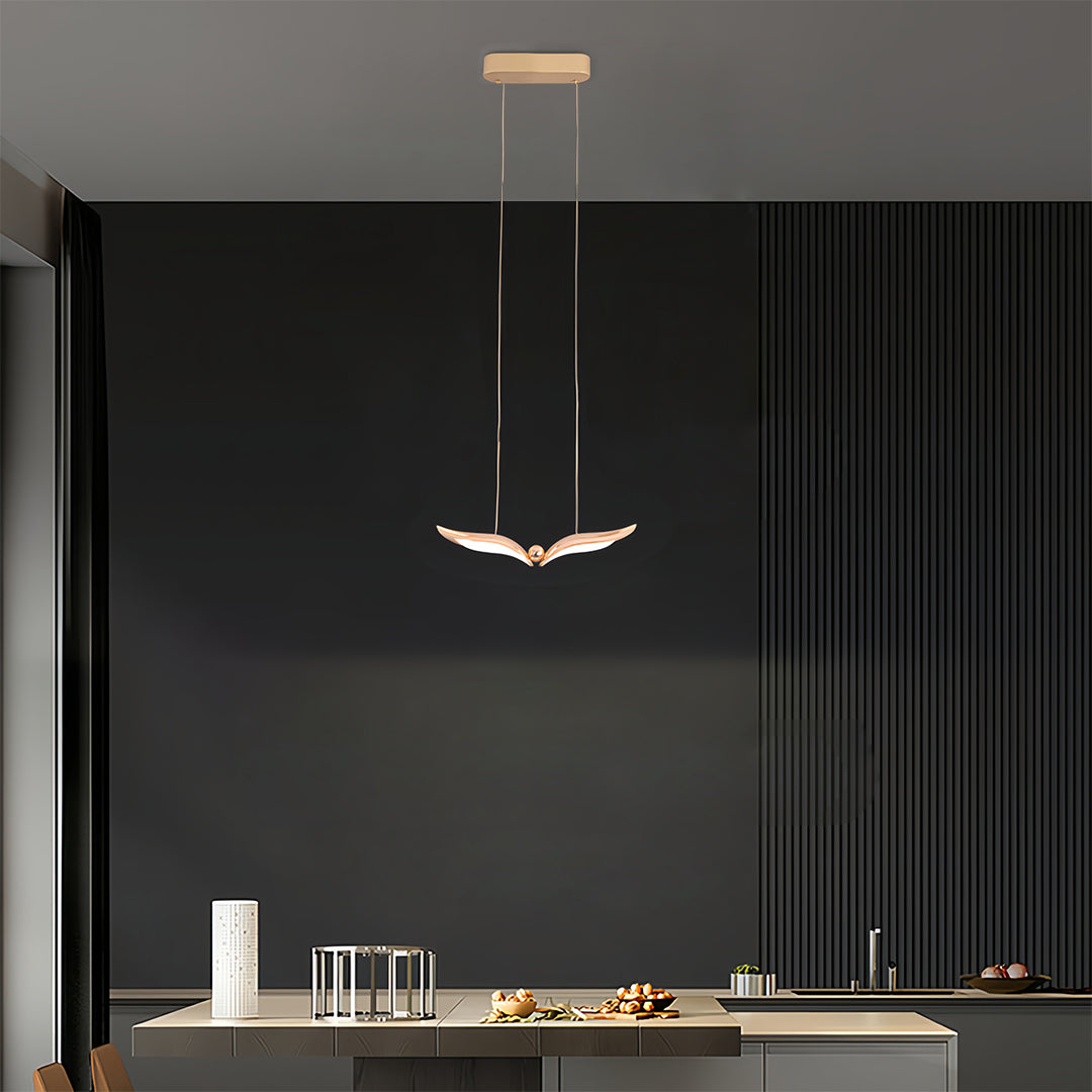 Modern bird pendant light creating sophisticated atmosphere in contemporary interior
