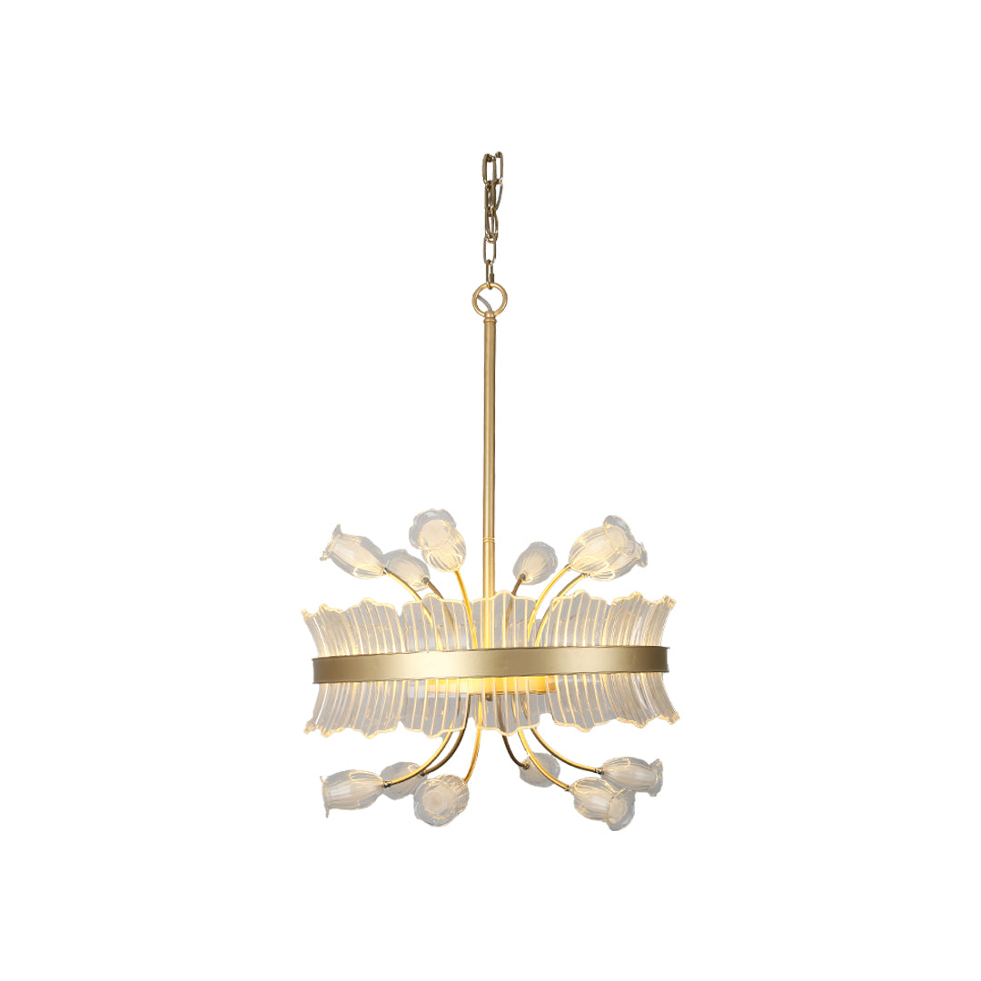 Modern gold blossom chandelier with intricate crystal design for stylish spaces