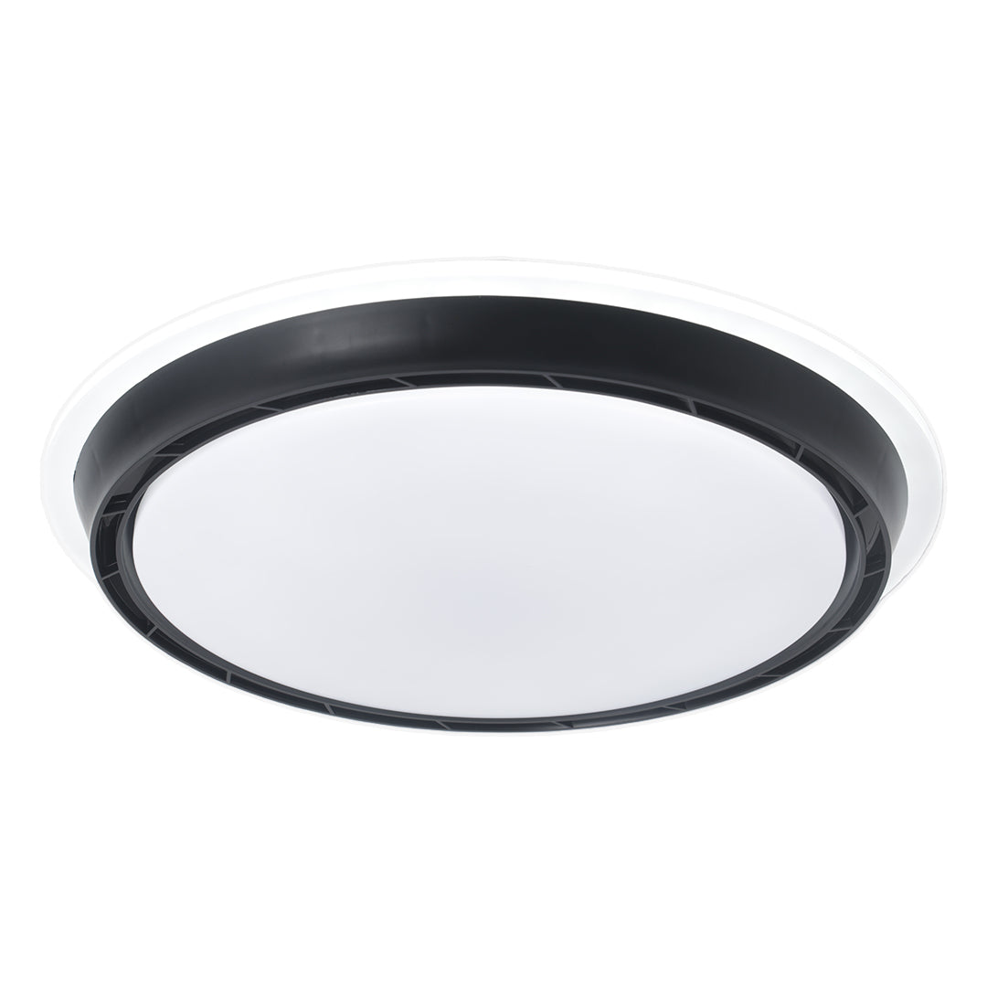Modern black ceiling light with hidden fan, stylish and functional indoor fixture