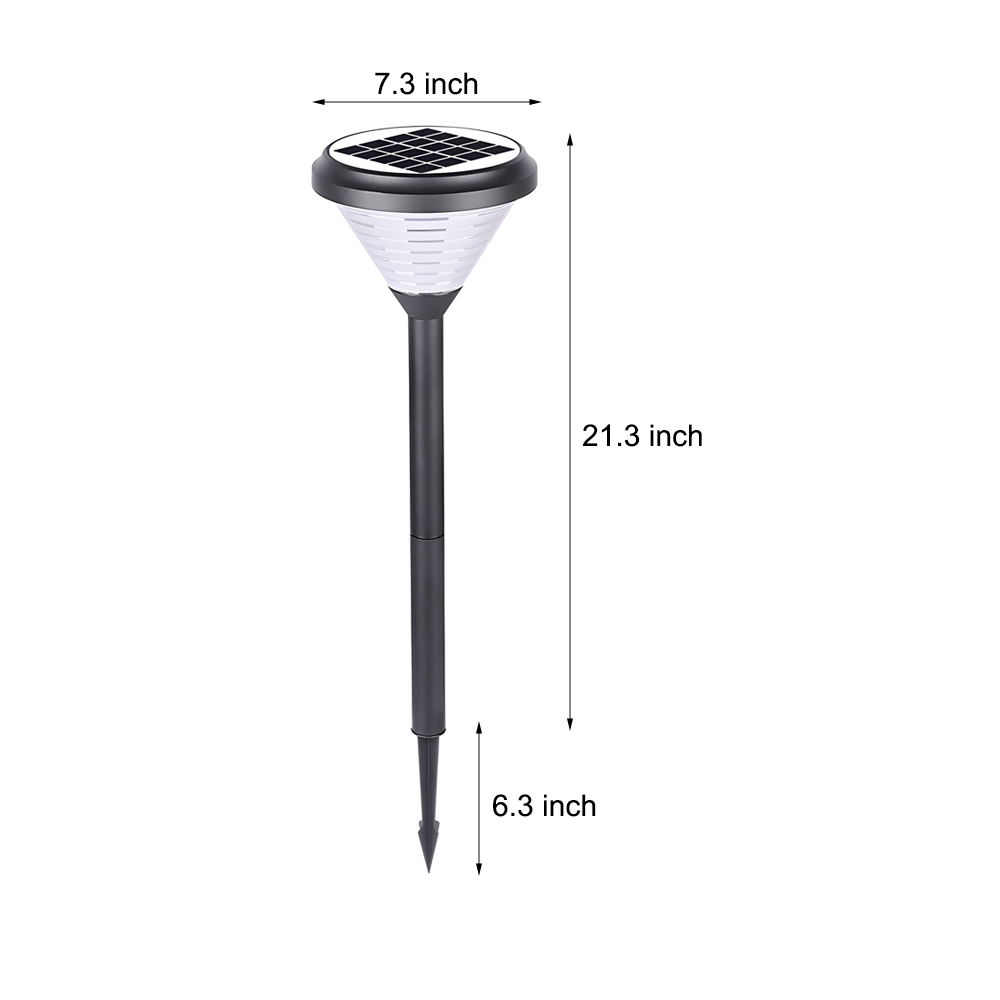 Modern Black LED Solar Pathway Lights 27.6 - Inch High with Clear Frosted Lampshade