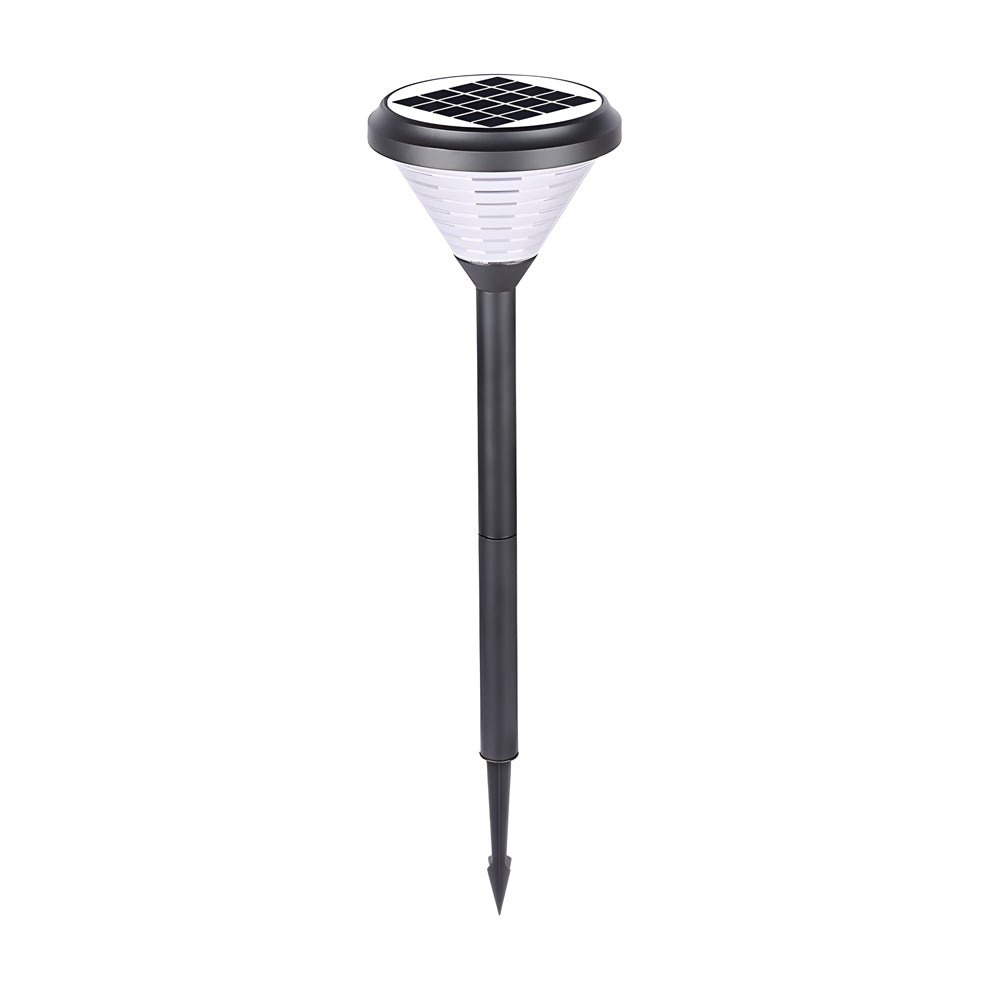Modern Black LED Solar Pathway Lights 27.6 - Inch High with Clear Frosted Lampshade