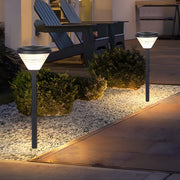 Modern Black LED Solar Pathway Lights 27.6 - Inch High with Clear Frosted Lampshade