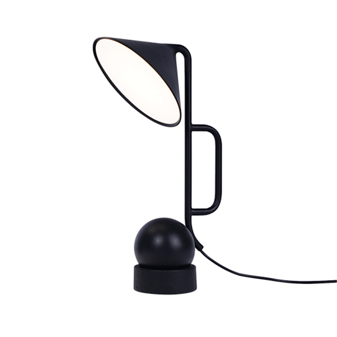 Modern black metal desk lamp with USB rechargeable functionality and adjustable articulating arm