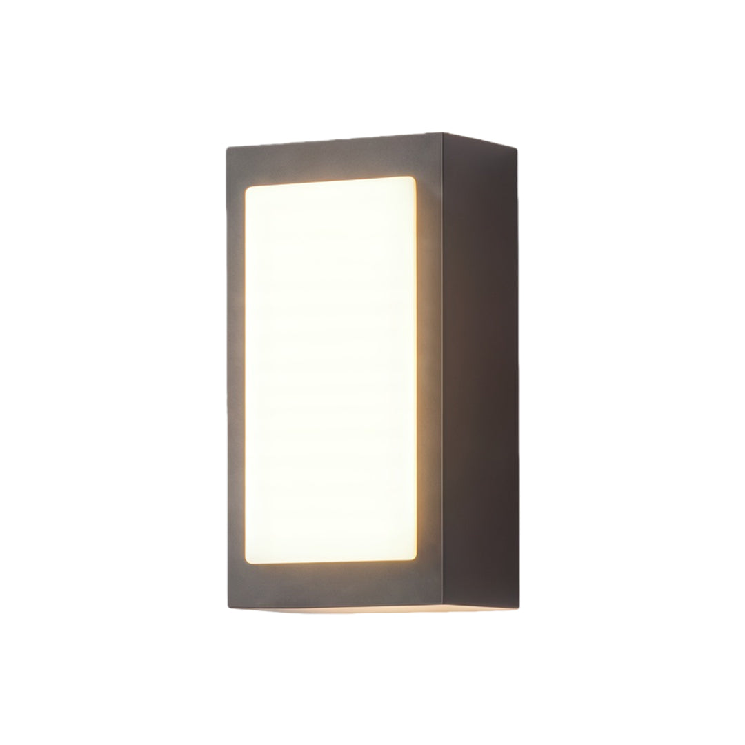 Modern black sconce wall lights with glass shade chandelier aesthetic in sleek vertical design with white light panel.