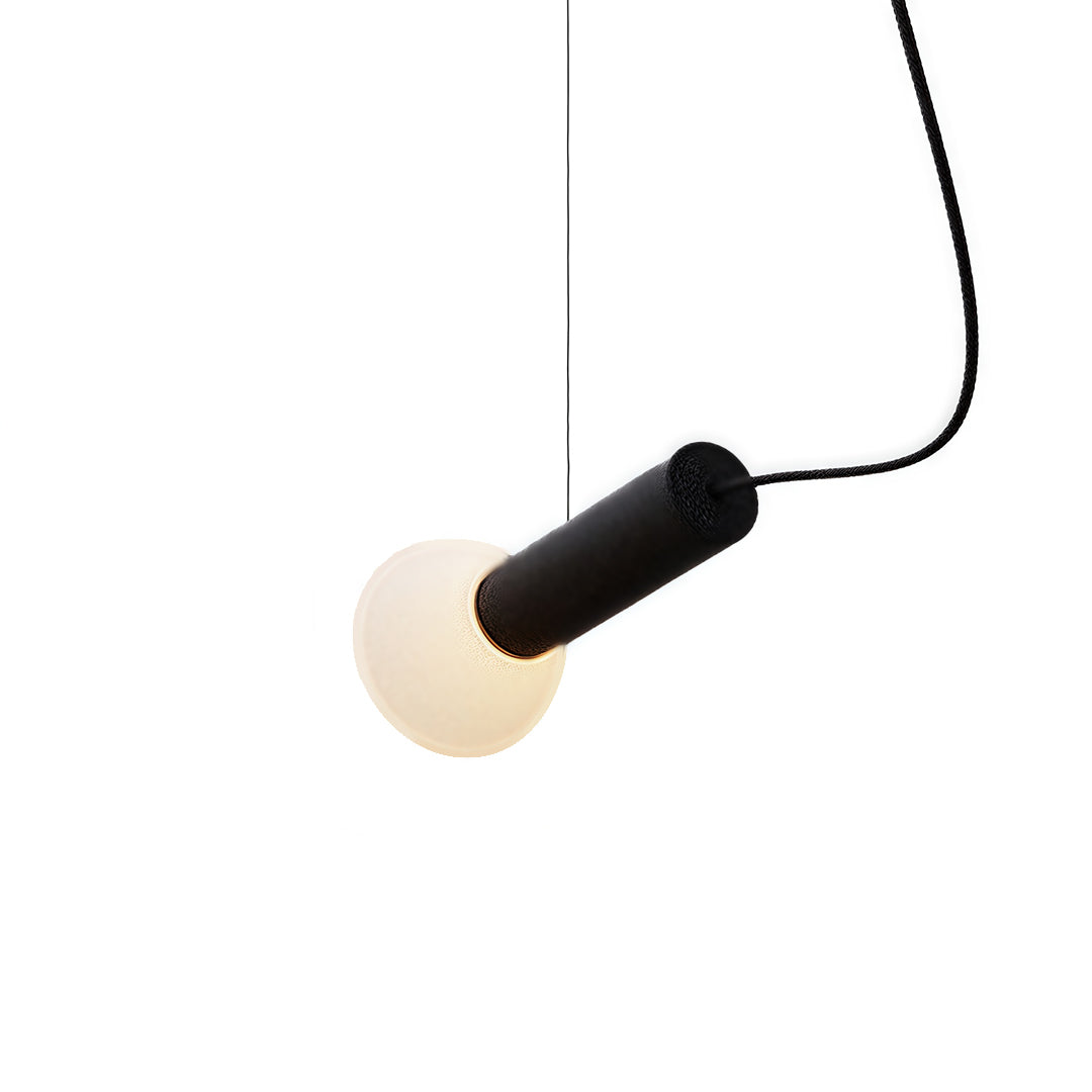 Modern black small pendant light with single bulb, sleek and minimalist indoor lighting fixture