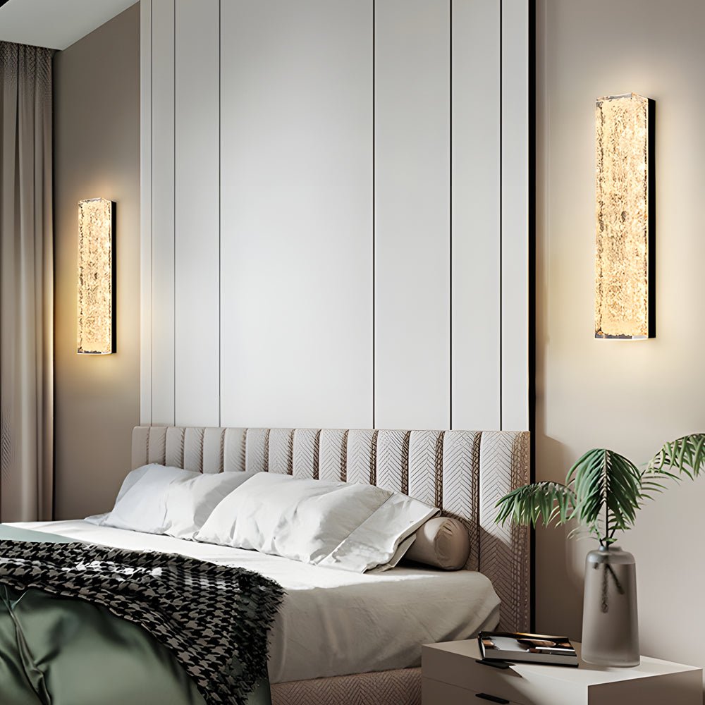 Modern Brass 1 - Light LED Wall Sconces Rectangle Wall Light in Ice Resin