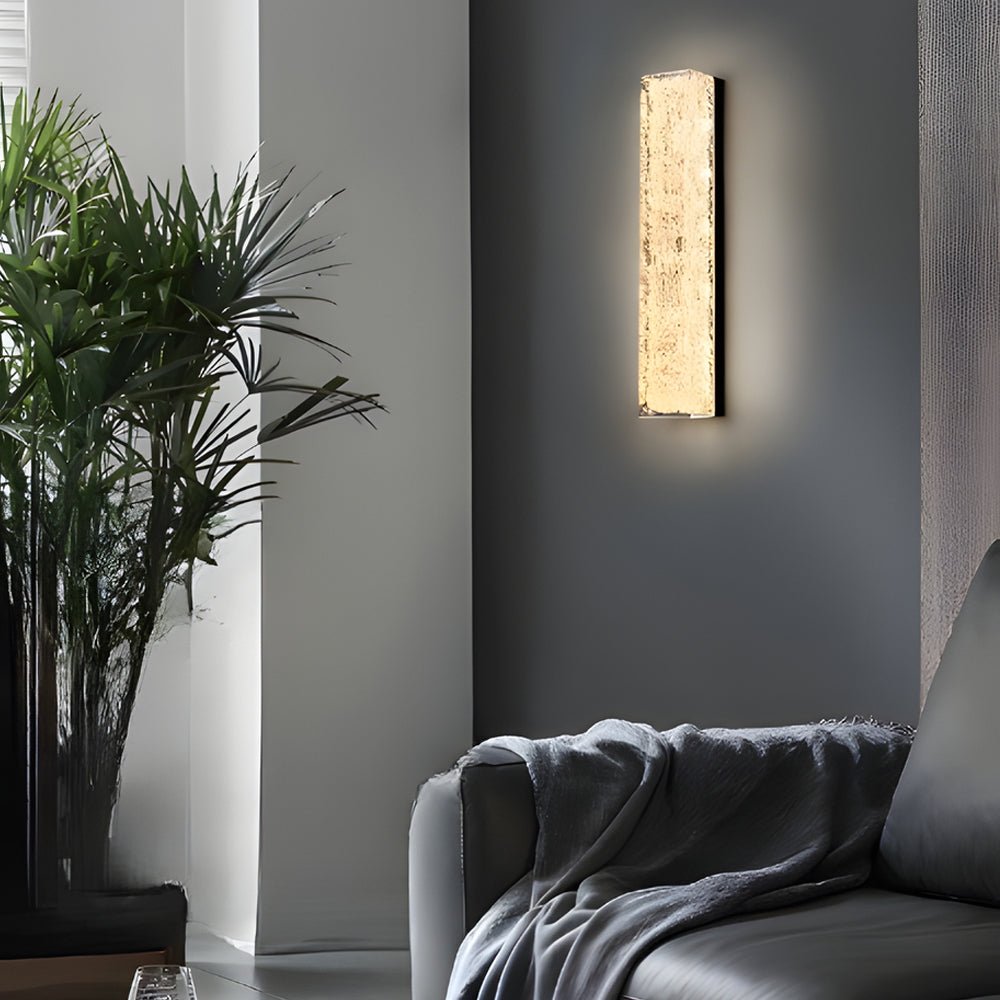 Modern Brass 1 - Light LED Wall Sconces Rectangle Wall Light in Ice Resin
