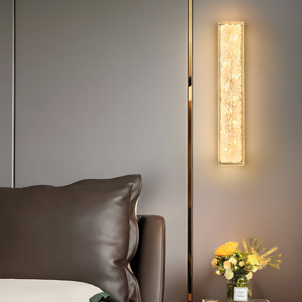 Modern Brass 1 - Light LED Wall Sconces Rectangle Wall Light in Ice Resin