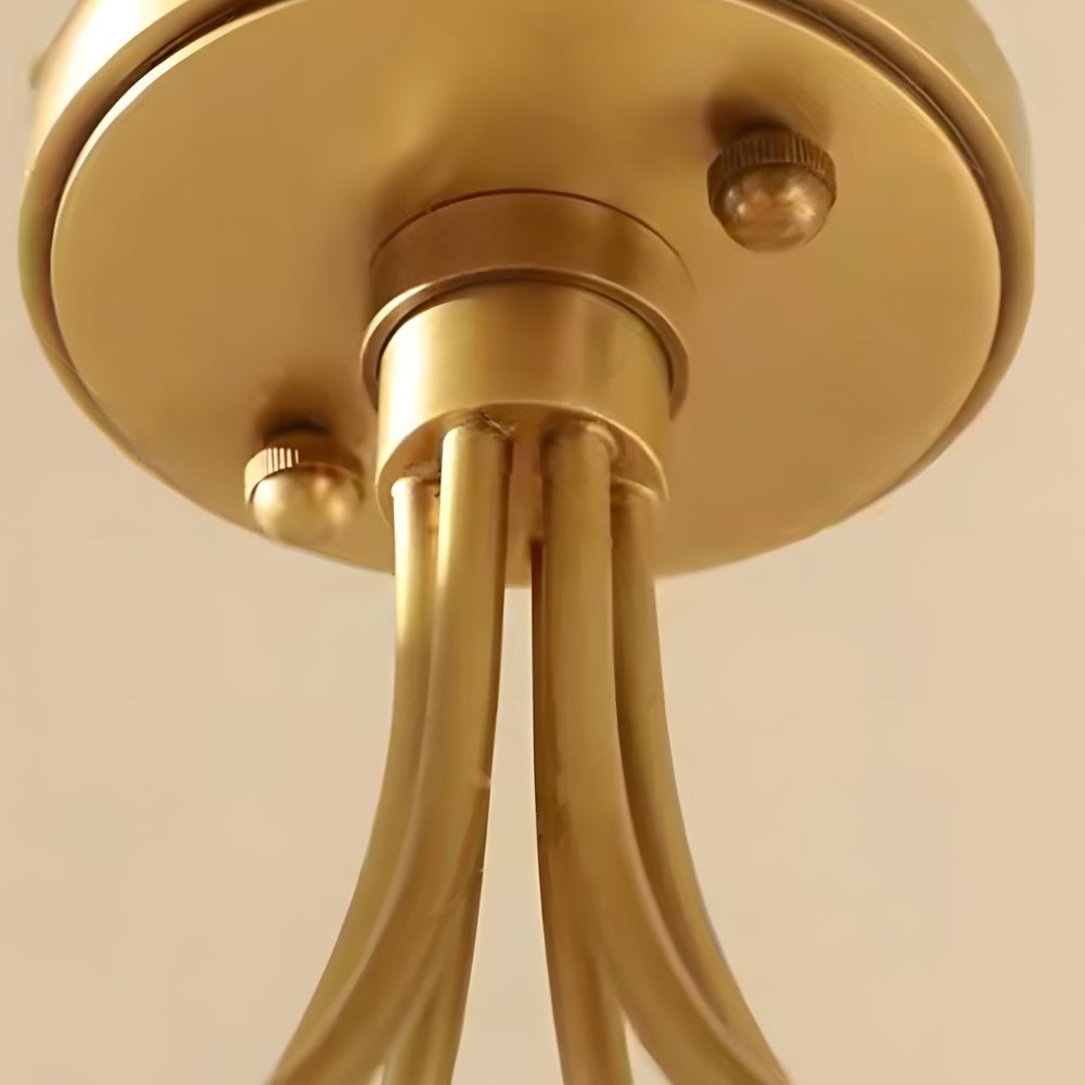 Modern Brass Carved Glass Semi - Flush Mount Ceiling Light - 6/8 - Light