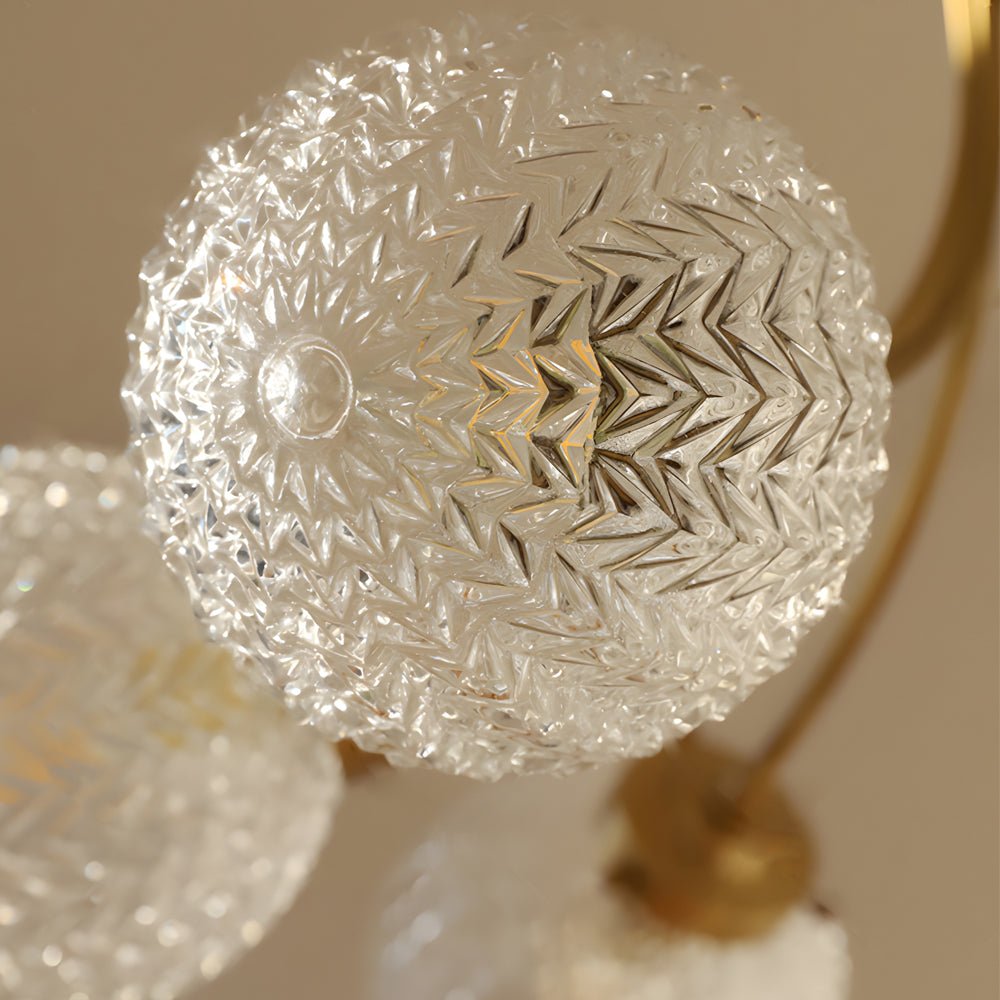 Modern Brass Carved Glass Semi - Flush Mount Ceiling Light - 6/8 - Light