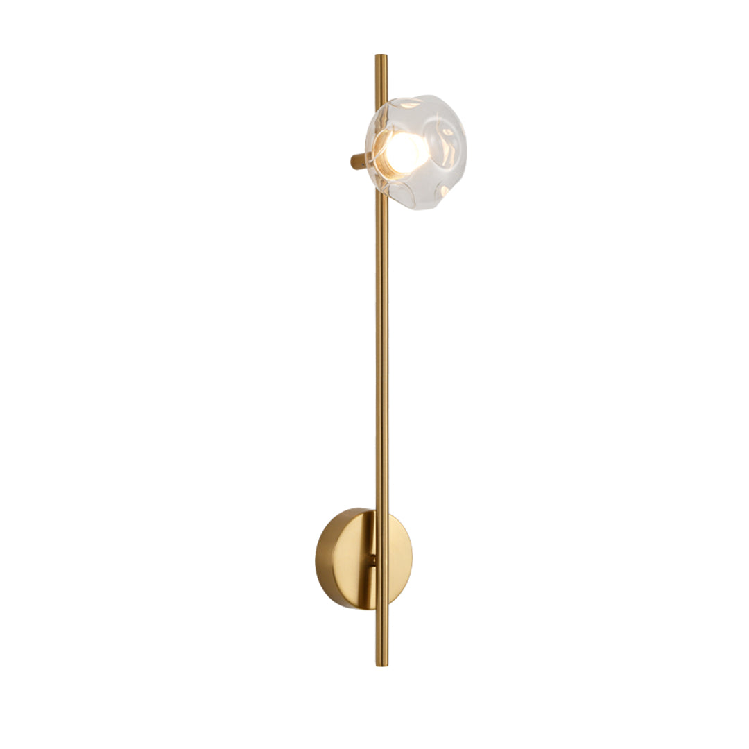 Modern indoor wall mounted lights with brass finish featuring single clear glass globe design