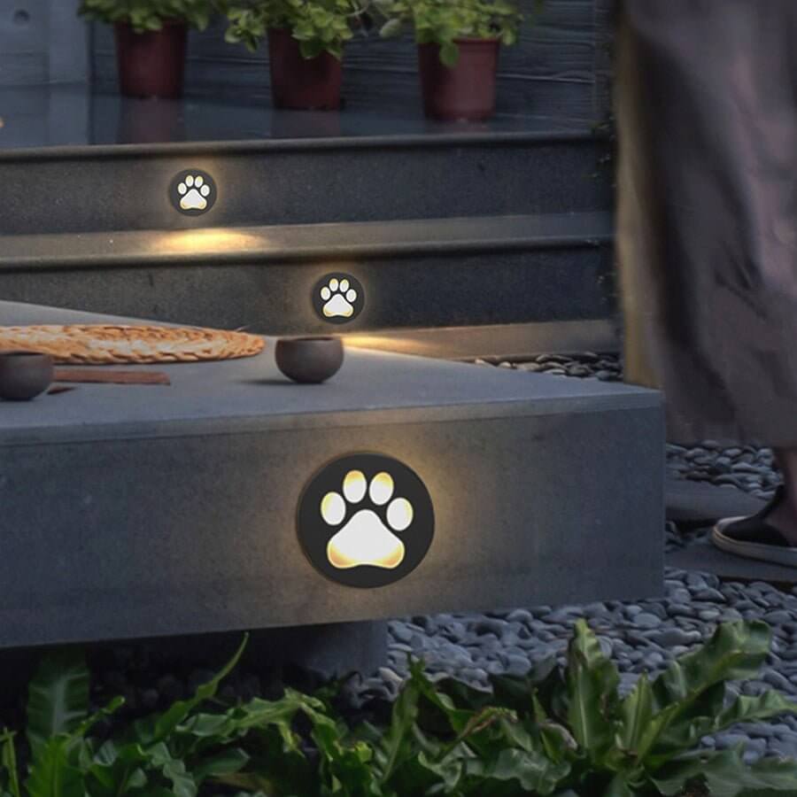 Modern Cat Paw Print LED Recessed Lights for Decks and Gardens
