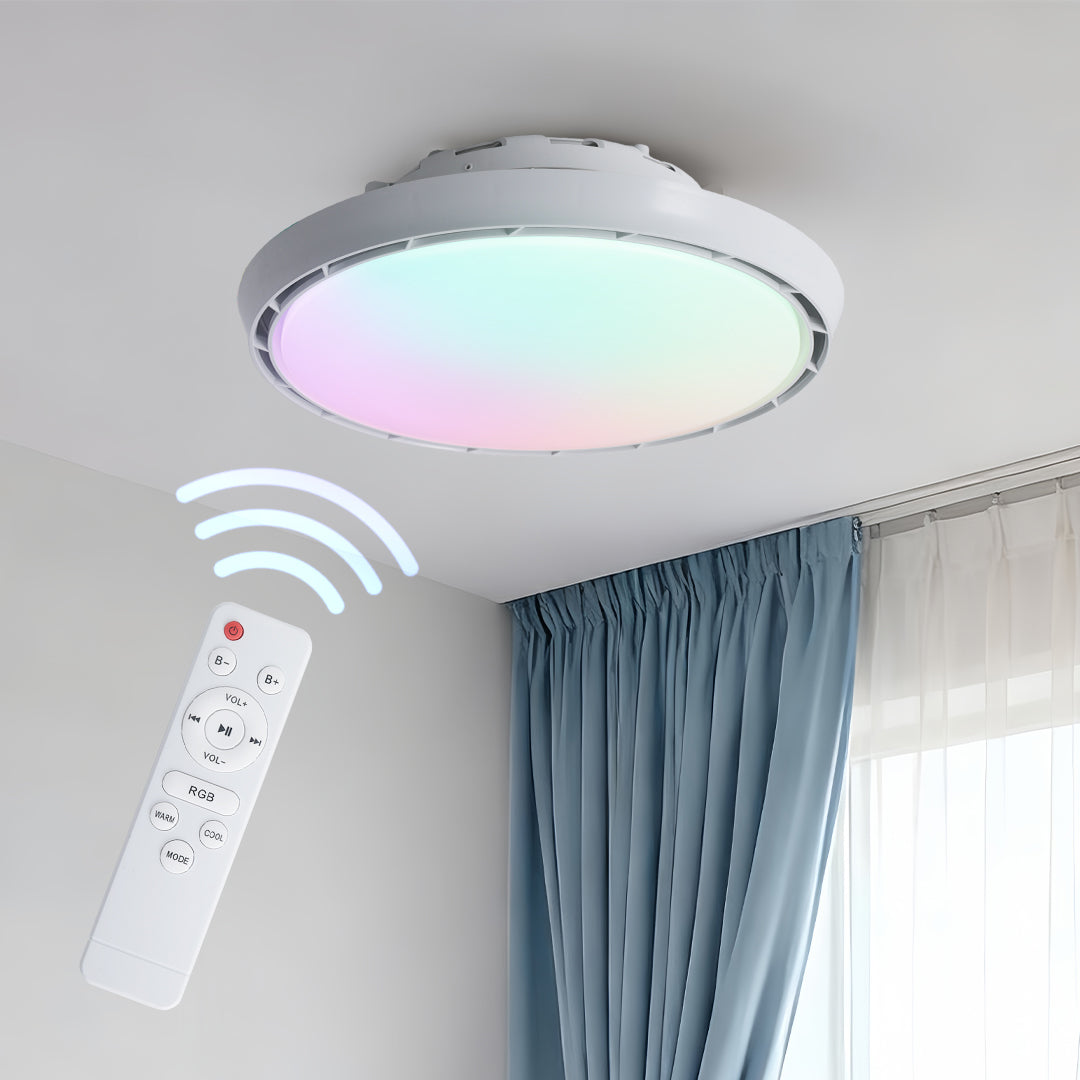 Modern ceiling fan with light in a contemporary interior, minimalist and stylish indoor fixture