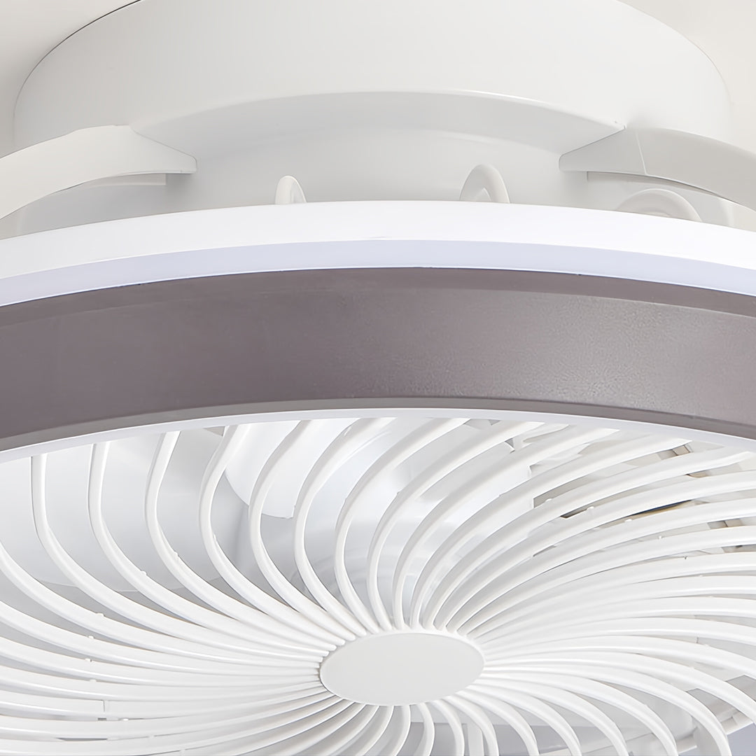 Modern ceiling fan with lights close-up revealing intricate blade design and integrated lighting mechanism