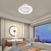 Modern ceiling fan with lights installed in luxury bedroom creating comfortable temperature control and ambient lighting