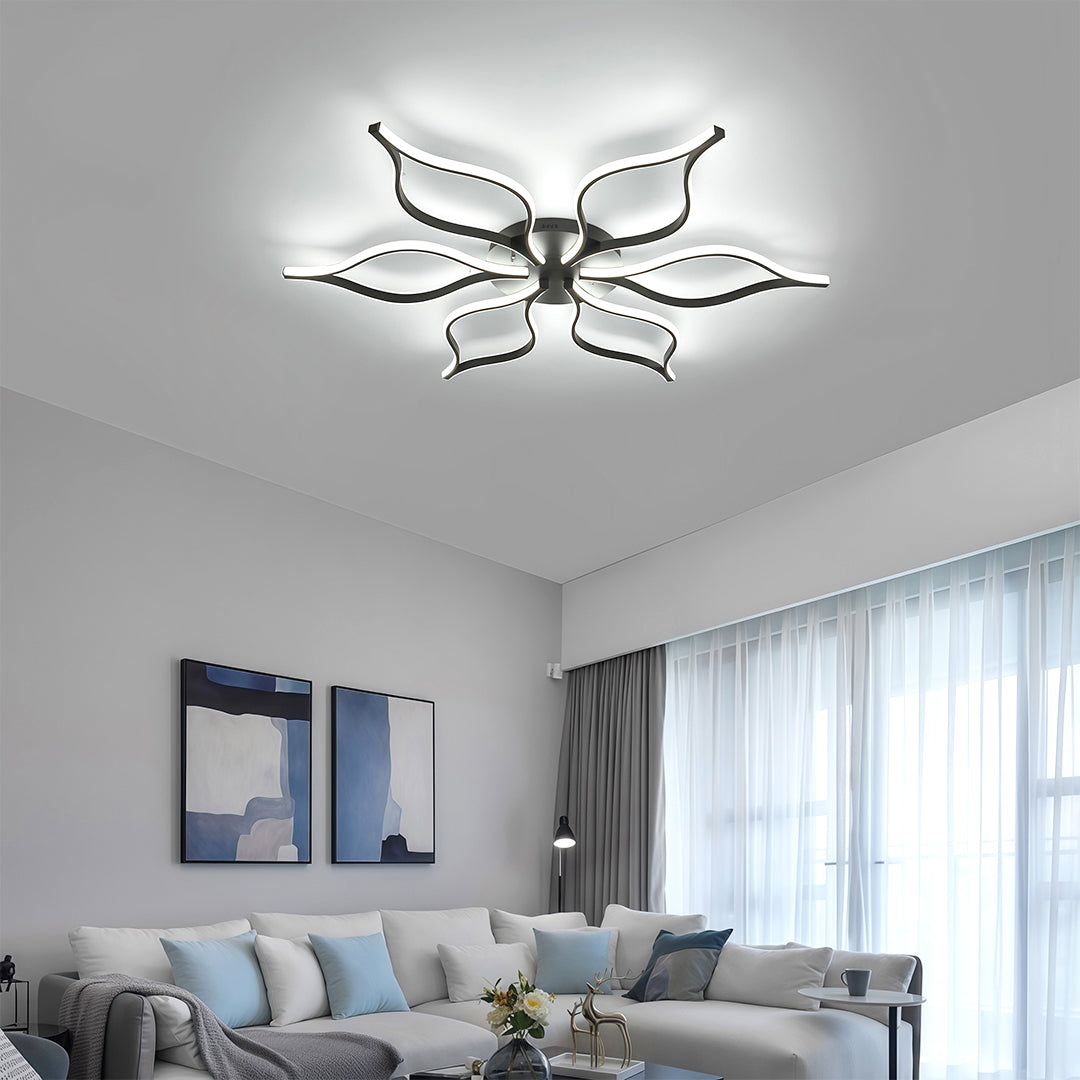 Modern luxury chandeliers inspired ceiling lights flush mount in bright bedroom with neutral tones