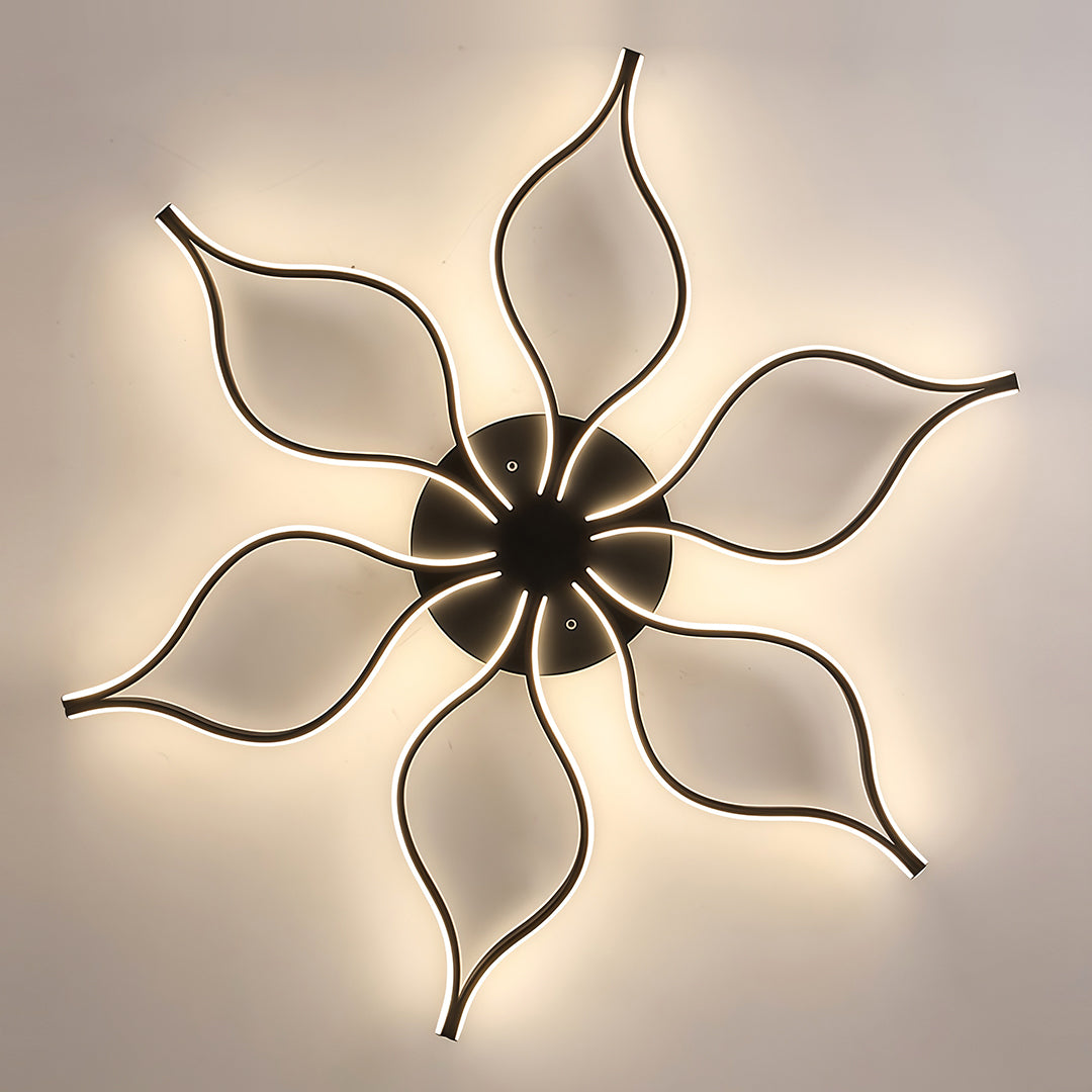 Modern ceiling lights flush mount close-up highlighting black finish and LED arm detail