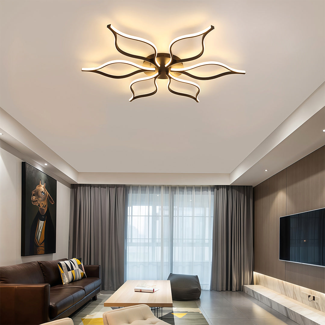Modern luxury chandeliers style ceiling lights flush mount perspective showing petal LED arrangement