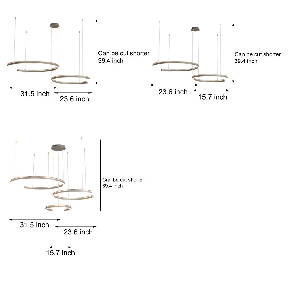 Modern Circular 2/3 - Light C - Shape Suspension Ceiling Lamp