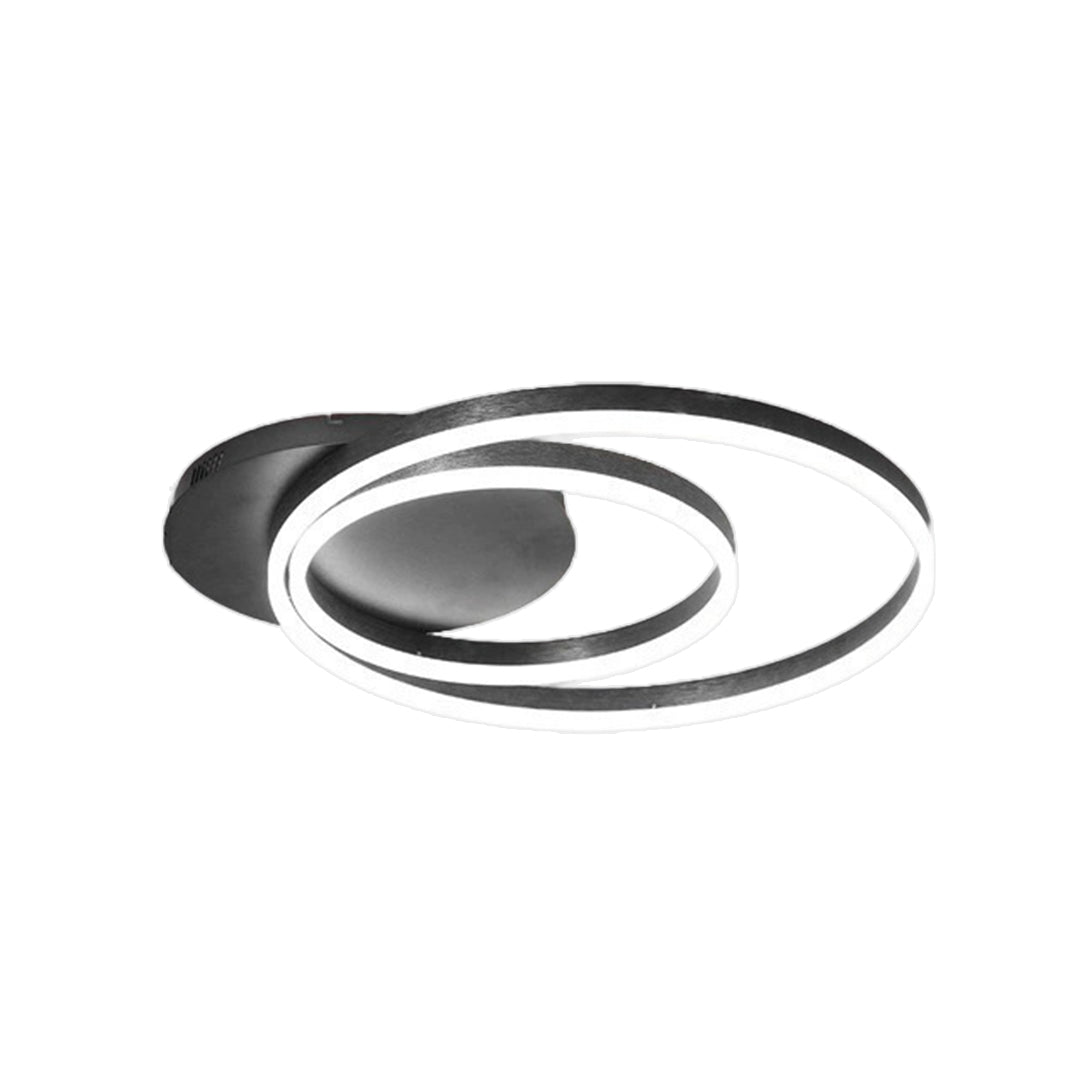 Contemporary circular ceiling light with sleek black and white ring design for modern interiors