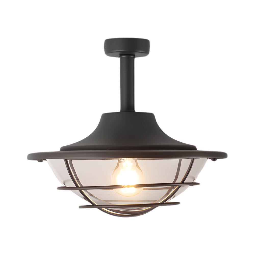 Modern coastal semi flush mount ceiling light featuring sleek black finish and glass shade for contemporary maritime decor