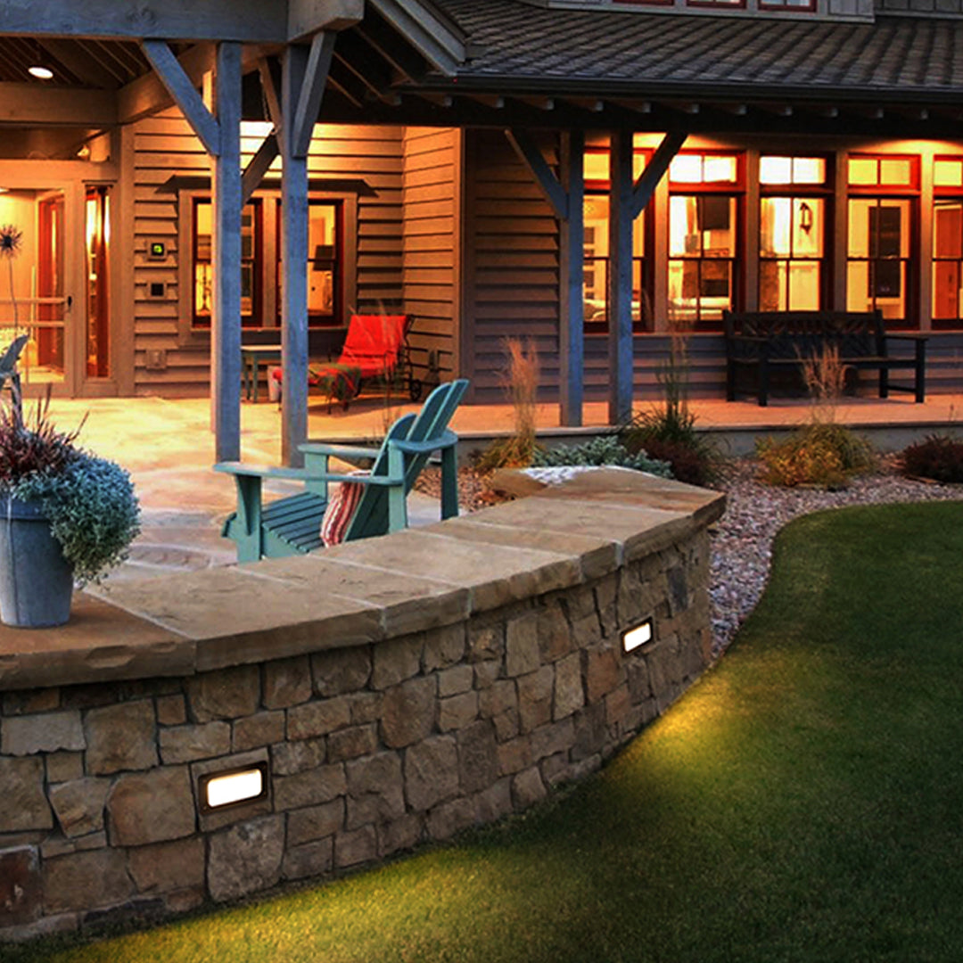 Modern concrete steps with integrated recessed lighting providing subtle safety illumination