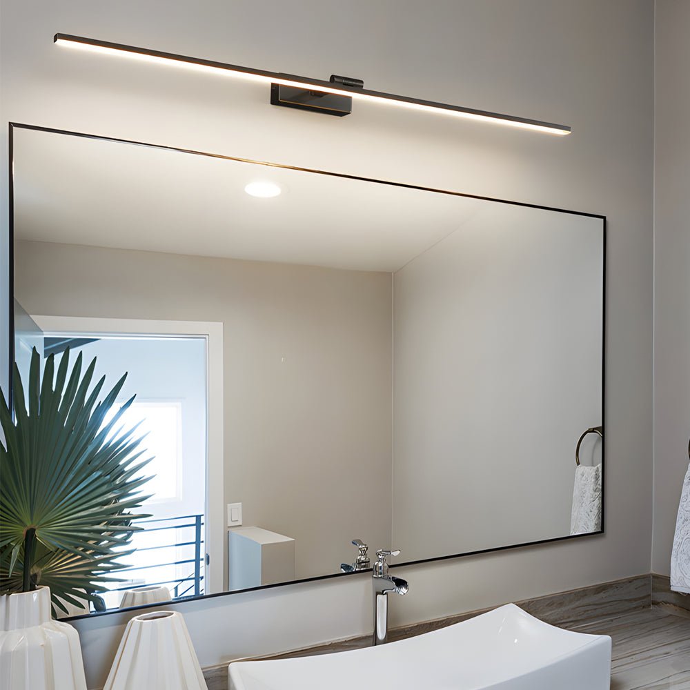 Modern Copper Adjustable LED Bathroom Vanity Light with Rotatable Rod and Linear Acrylic Shade