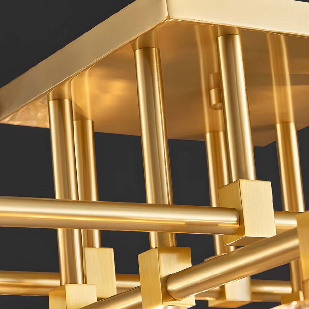 Modern Copper Crystal Cube Semi - Flush Mount Light Fixture, 4/6/8 - Light