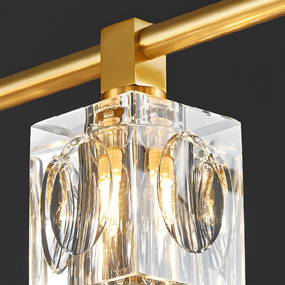Modern Copper Crystal Cube Semi - Flush Mount Light Fixture, 4/6/8 - Light