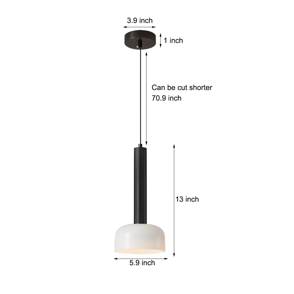 Modern Copper Tube 1 - light White Glass Bowl Pendant Light