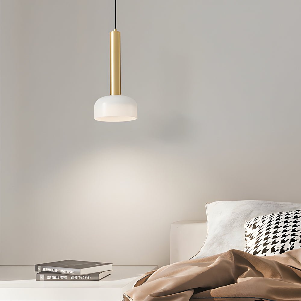 Modern Copper Tube 1 - light White Glass Bowl Pendant Light