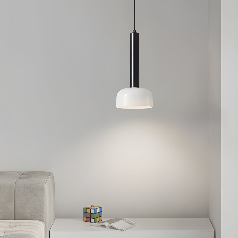 Modern Copper Tube 1 - light White Glass Bowl Pendant Light