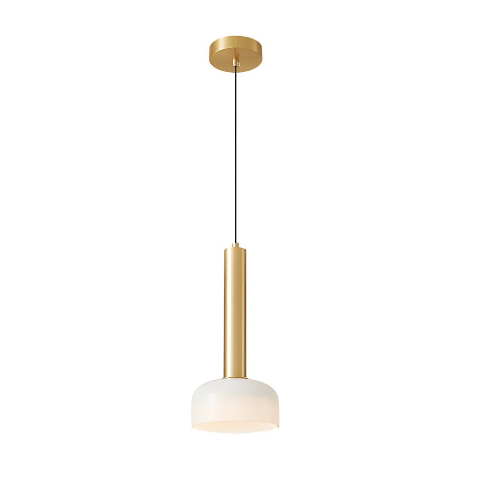 Modern Copper Tube 1 - light White Glass Bowl Pendant Light