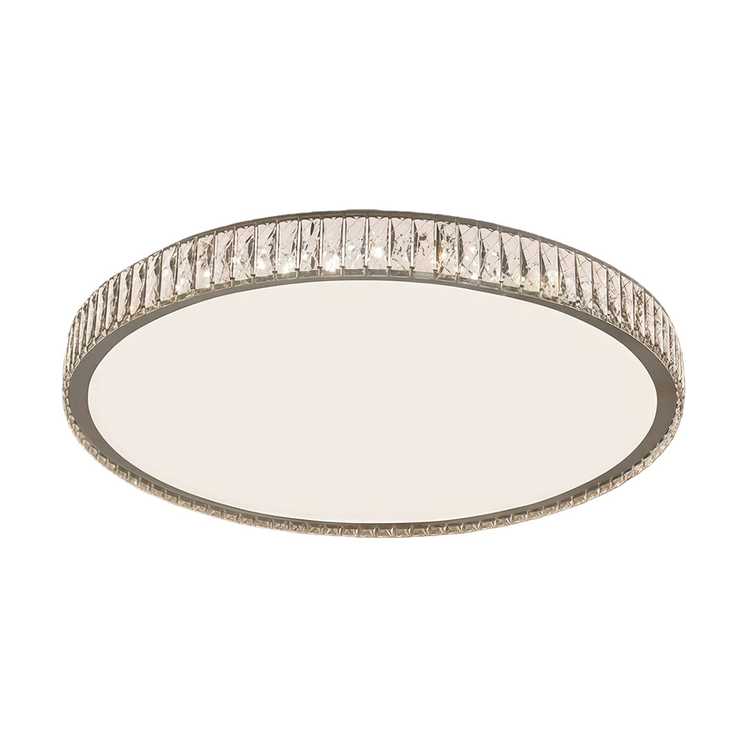 Illuminate your space with modern crystal flush mount lighting, featuring a halo ring for an elegant and contemporary ceiling design.