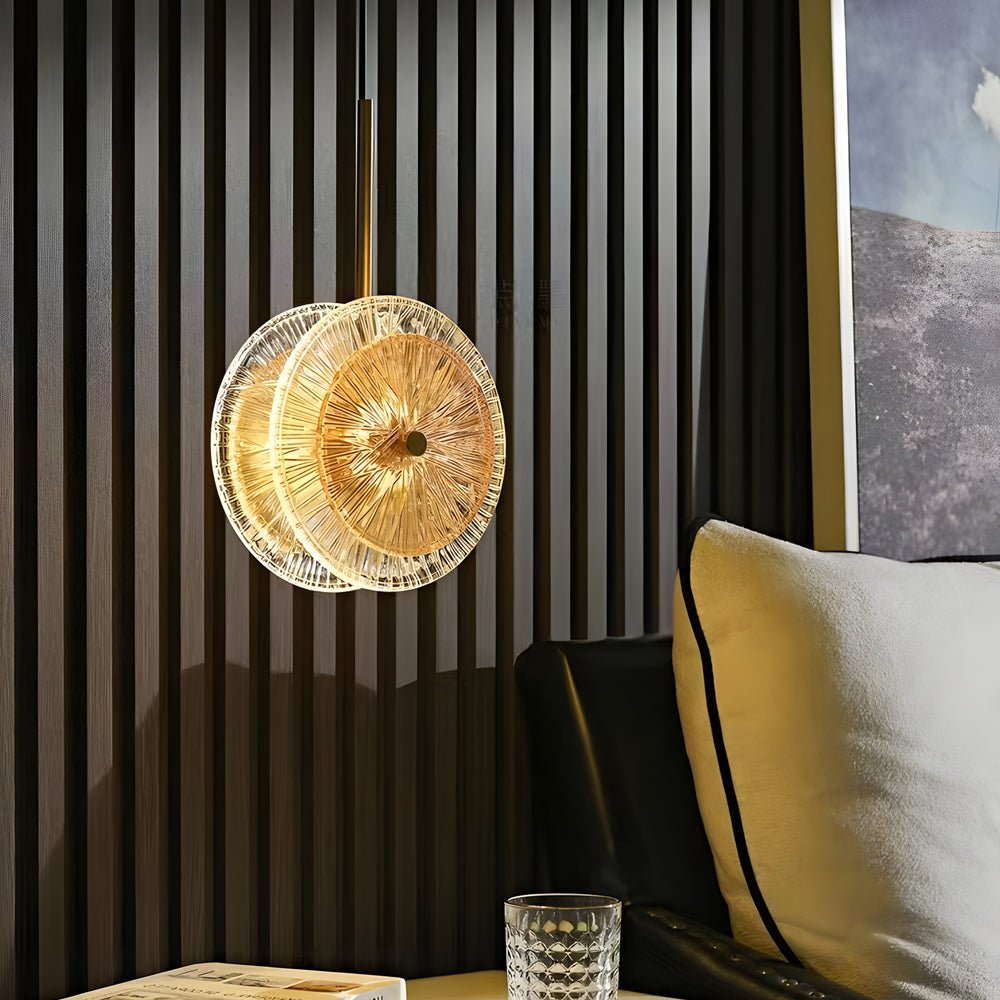 Modern Crystal Glass Disc Pendant Light with LED 1 - Light Round Hanging Lamp