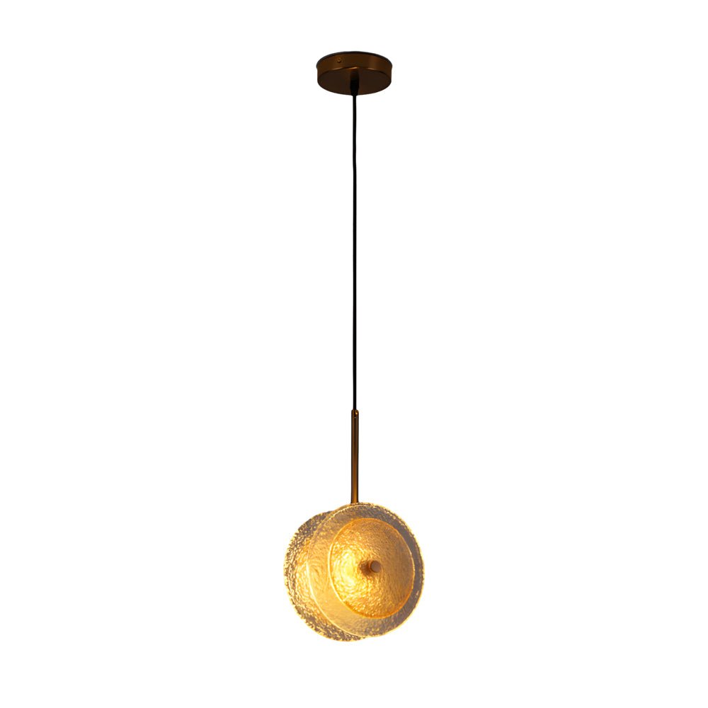 Modern Crystal Glass Disc Pendant Light with LED 1 - Light Round Hanging Lamp
