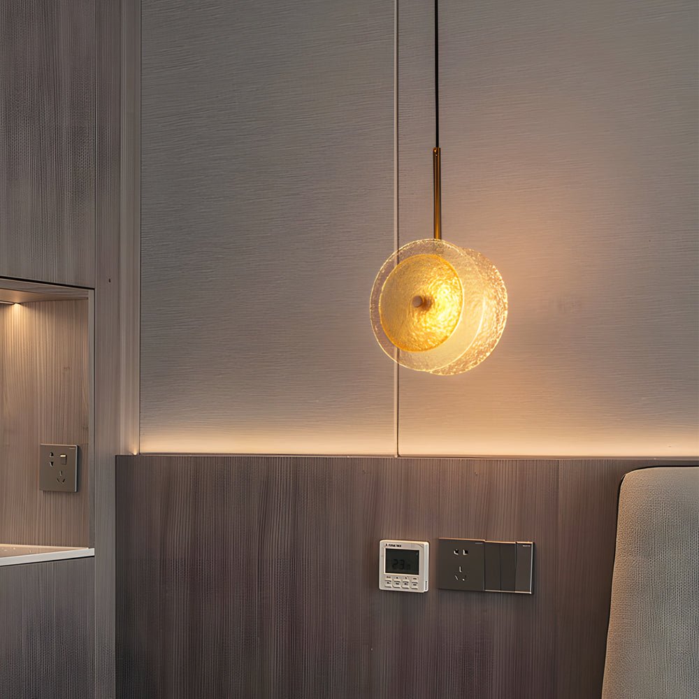 Modern Crystal Glass Disc Pendant Light with LED 1 - Light Round Hanging Lamp