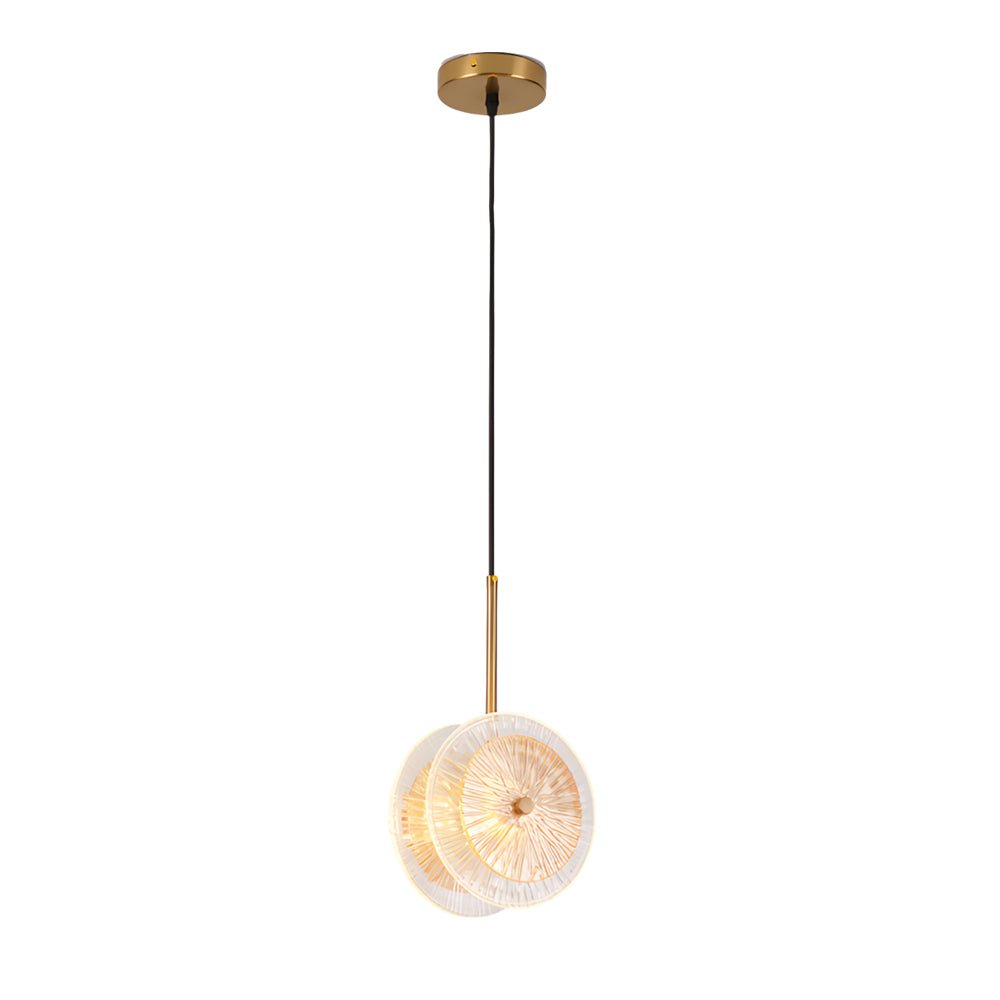 Modern Crystal Glass Disc Pendant Light with LED 1 - Light Round Hanging Lamp