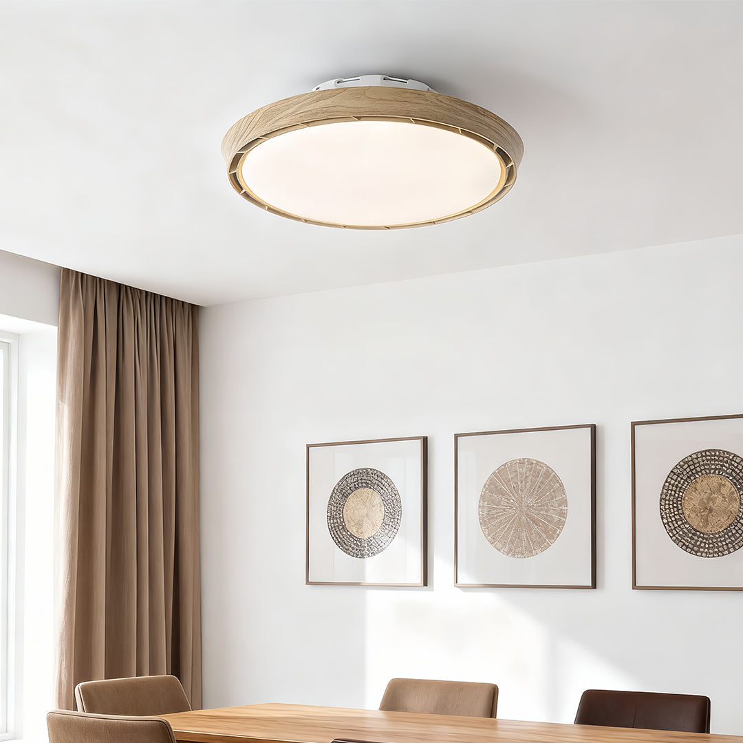 Modern ceiling fan with light in a dining room, elegant and functional indoor lighting