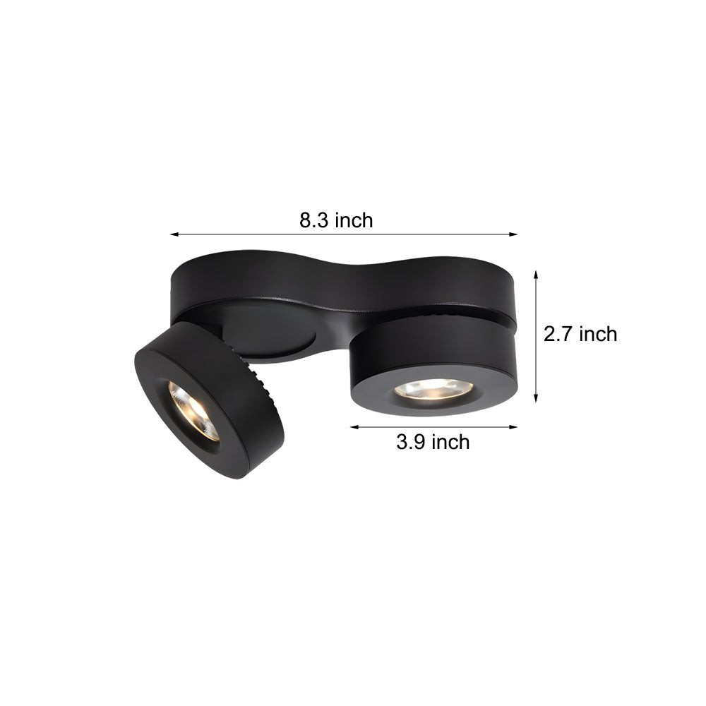 Modern Double Head Rotating Folding Ceiling - Mounted Spotlight in Black/White