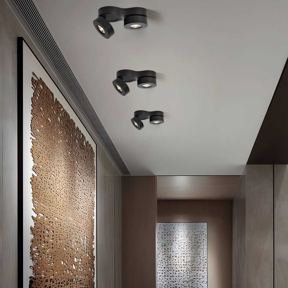 Modern Double Head Rotating Folding Ceiling - Mounted Spotlight in Black/White