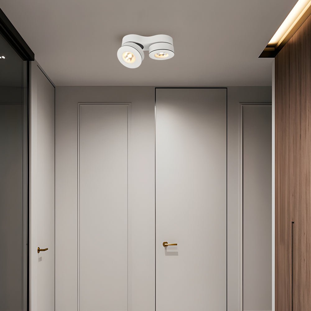 Modern Double Head Rotating Folding Ceiling - Mounted Spotlight in Black/White