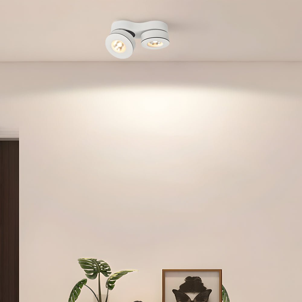 Modern Double Head Rotating Folding Ceiling - Mounted Spotlight in Black/White