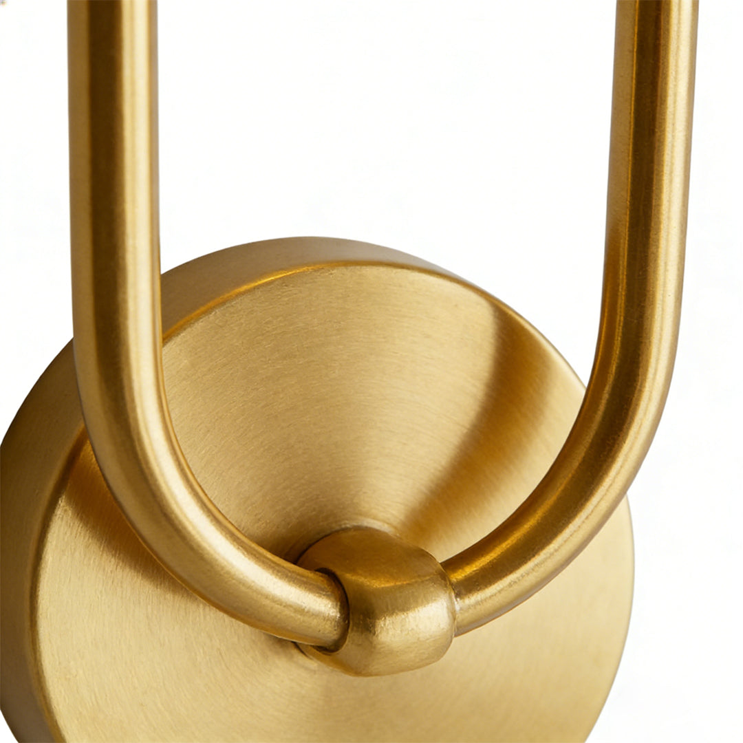 Modern double heads wall sconce with a close-up of its double light structure.