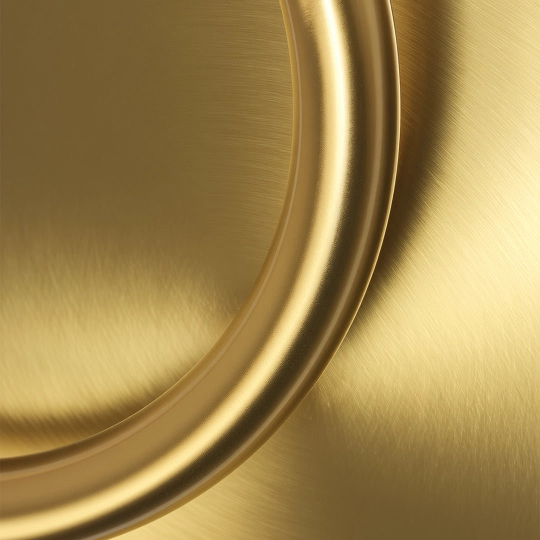 Close-up of the brushed gold finish on a modern double heads wall sconce.