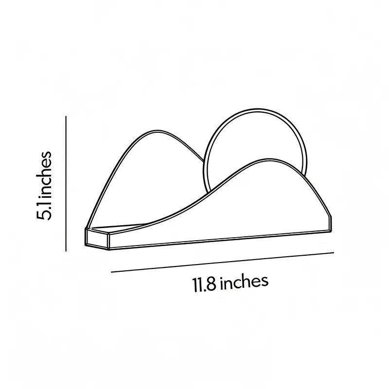 Modern exterior wall lighting dimension guide featuring a sculptural mountain-inspired wall fixture.