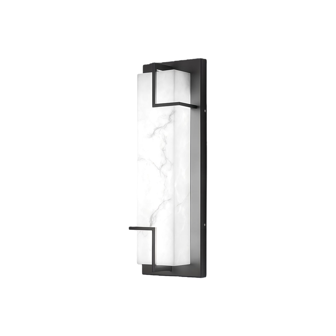 Modern exterior wall lights black featuring glass shade chandelier aesthetic in elongated vertical design with warm LED illumination.