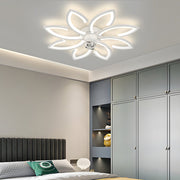 Modern Flowers Three Step Dimming LED Nordic Flush Mount Ceiling Fan Lamp