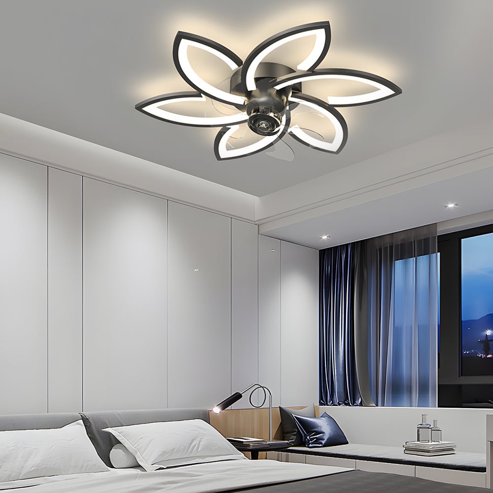 Modern Flowers Three Step Dimming LED Nordic Flush Mount Ceiling Fan Lamp