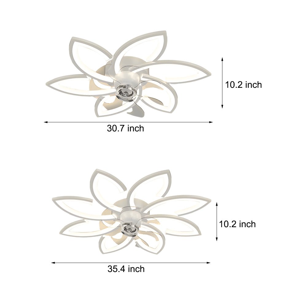Modern Flowers Three Step Dimming LED Nordic Flush Mount Ceiling Fan Lamp
